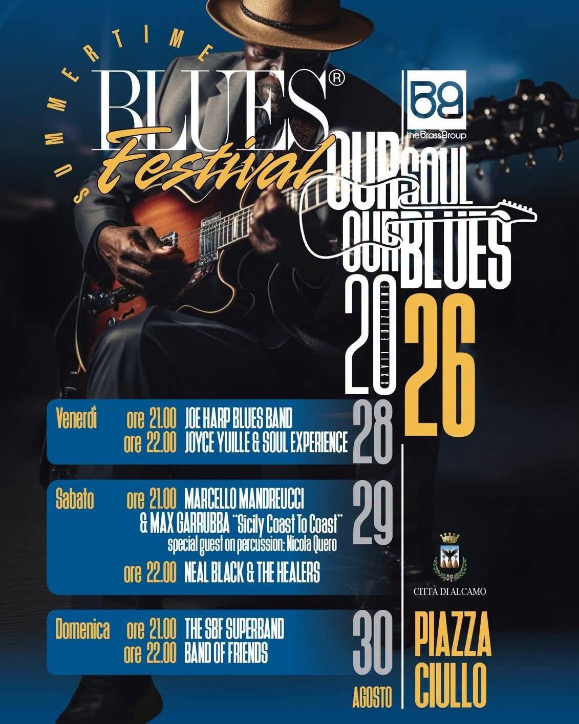 Poster for SUMMERTIME BLUES® Festival OURSOUL OURBLUES 2026 XXVII EDIZIONE