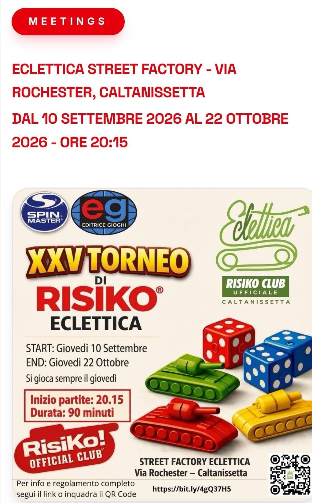 Poster for XXV TORNEO DI RISIKO® ECLETTICA